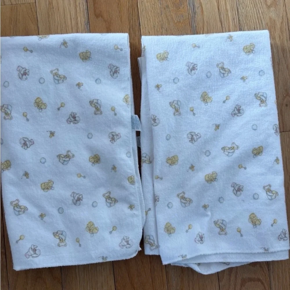 Carter's Vintage Receiving Blanket with Yellow and Gray Animal Accents SET OF 2